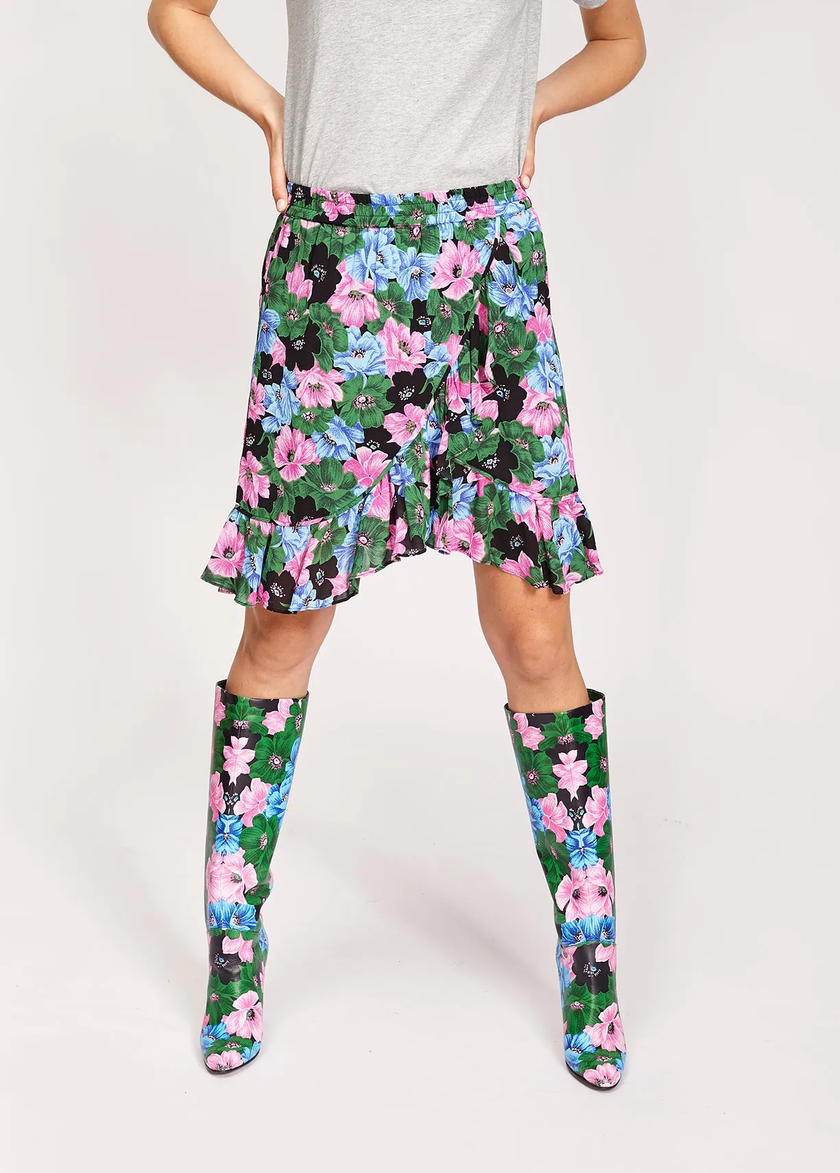 Ruffled wrap skirt
