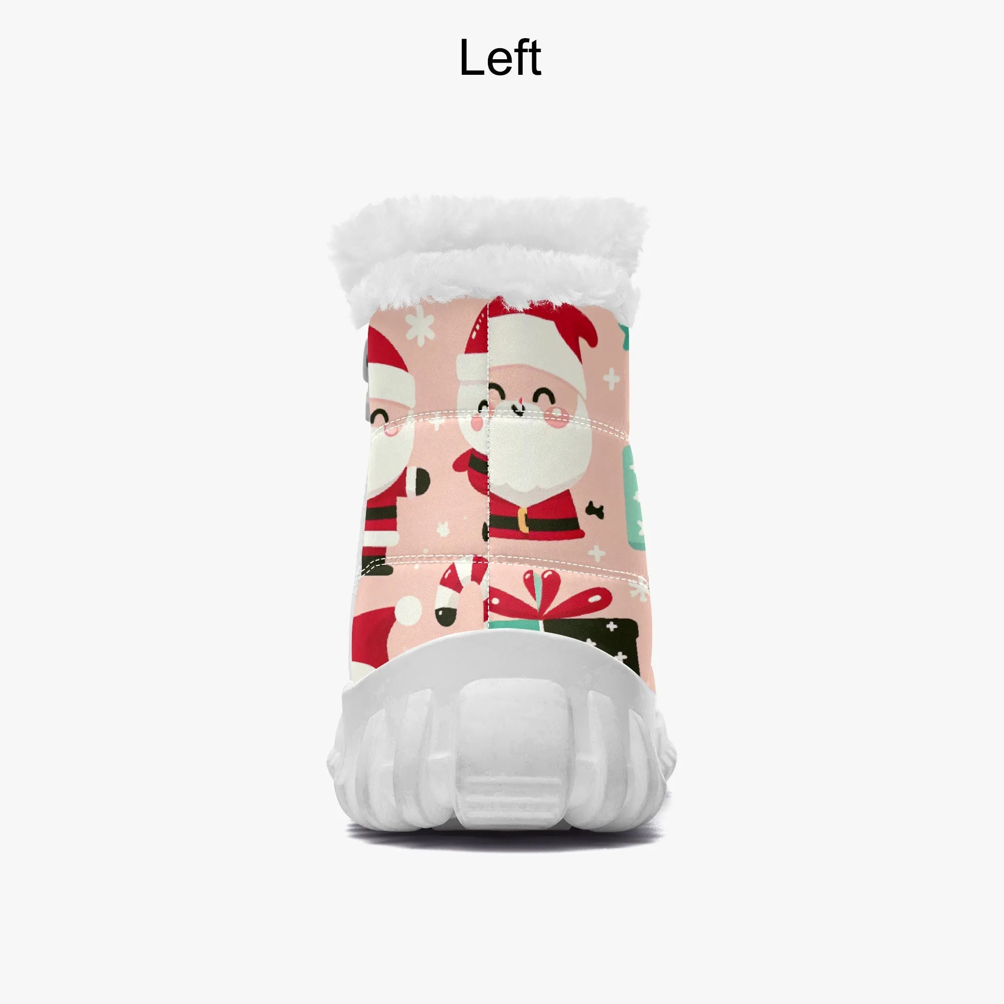 Santa's Candy Canes - Cotton-pad Fur Zipper Up Boots