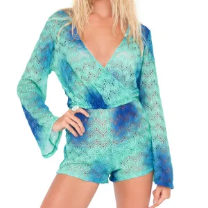 SIETE MARES - Wrap Front Long Sleeve Romper