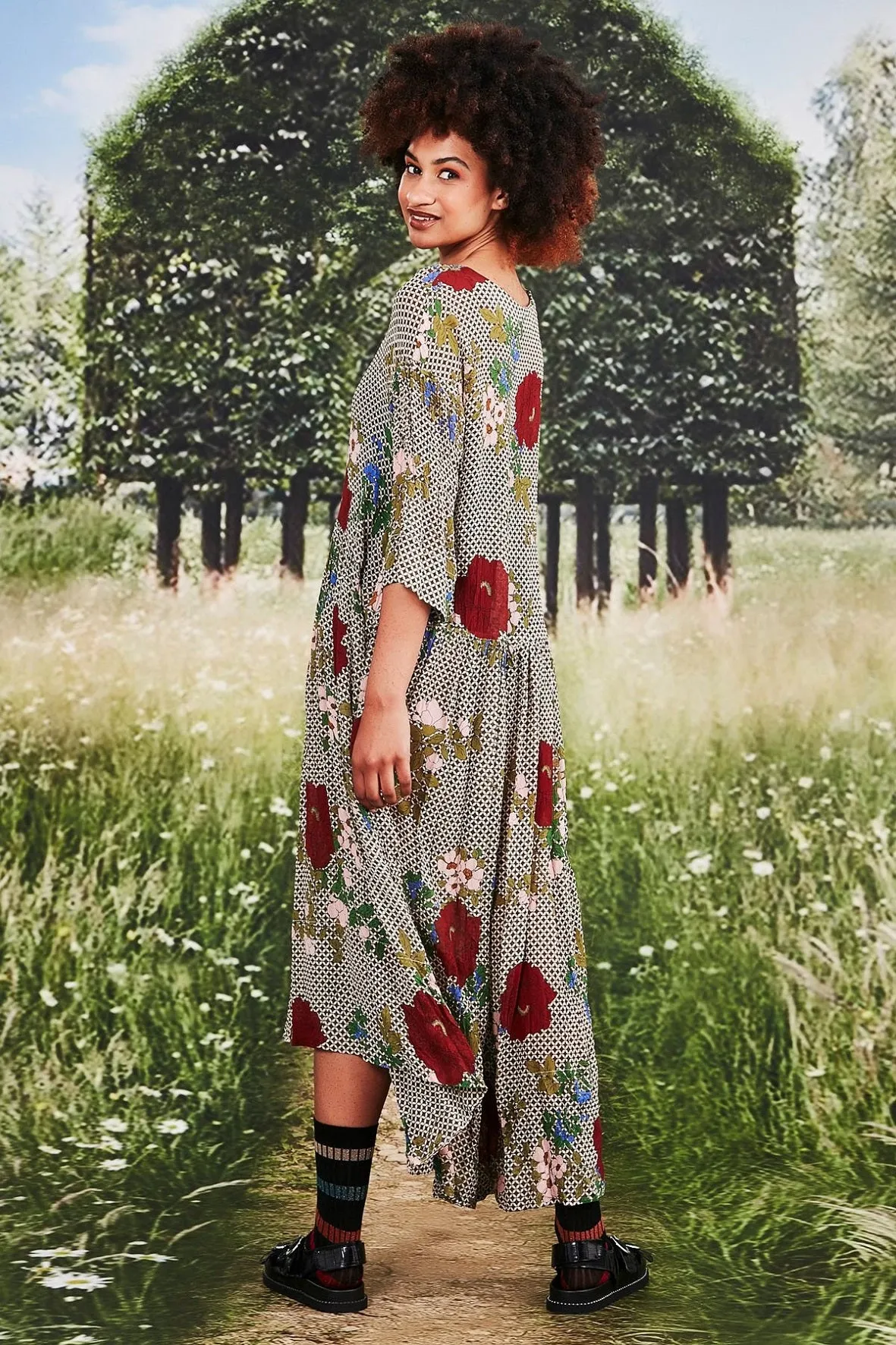 Smock and Roll Dress - Floral