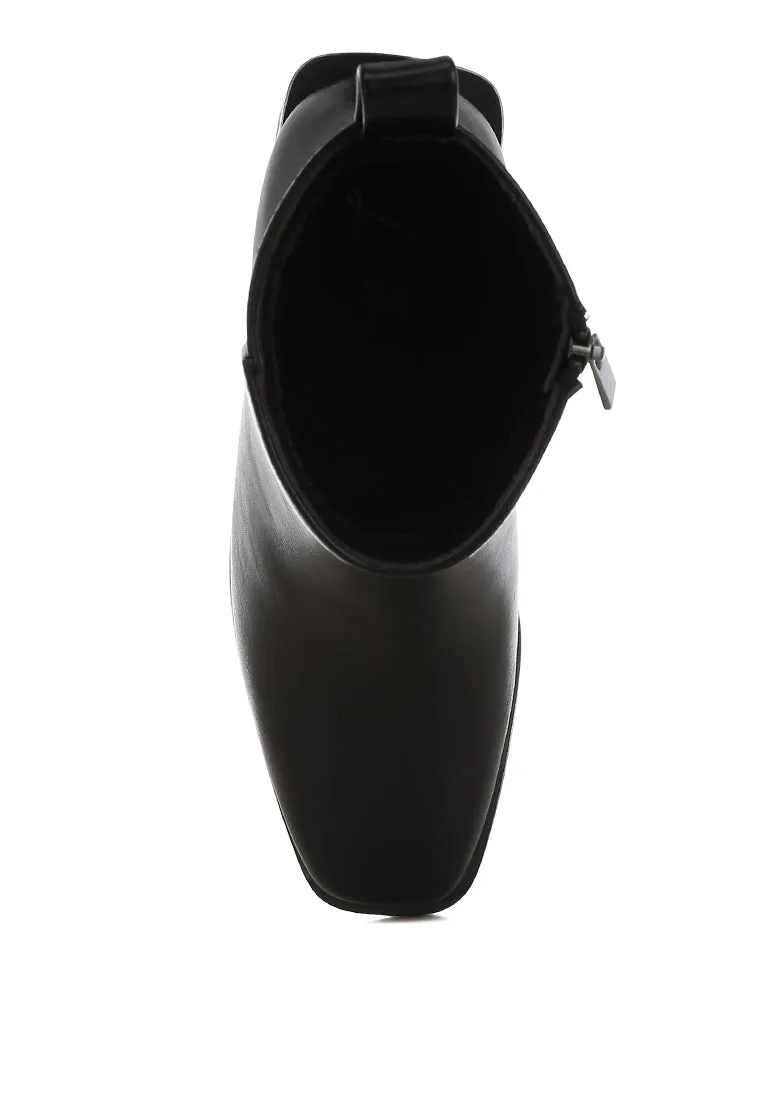 Square Toe Faux Leather Boots By RUW