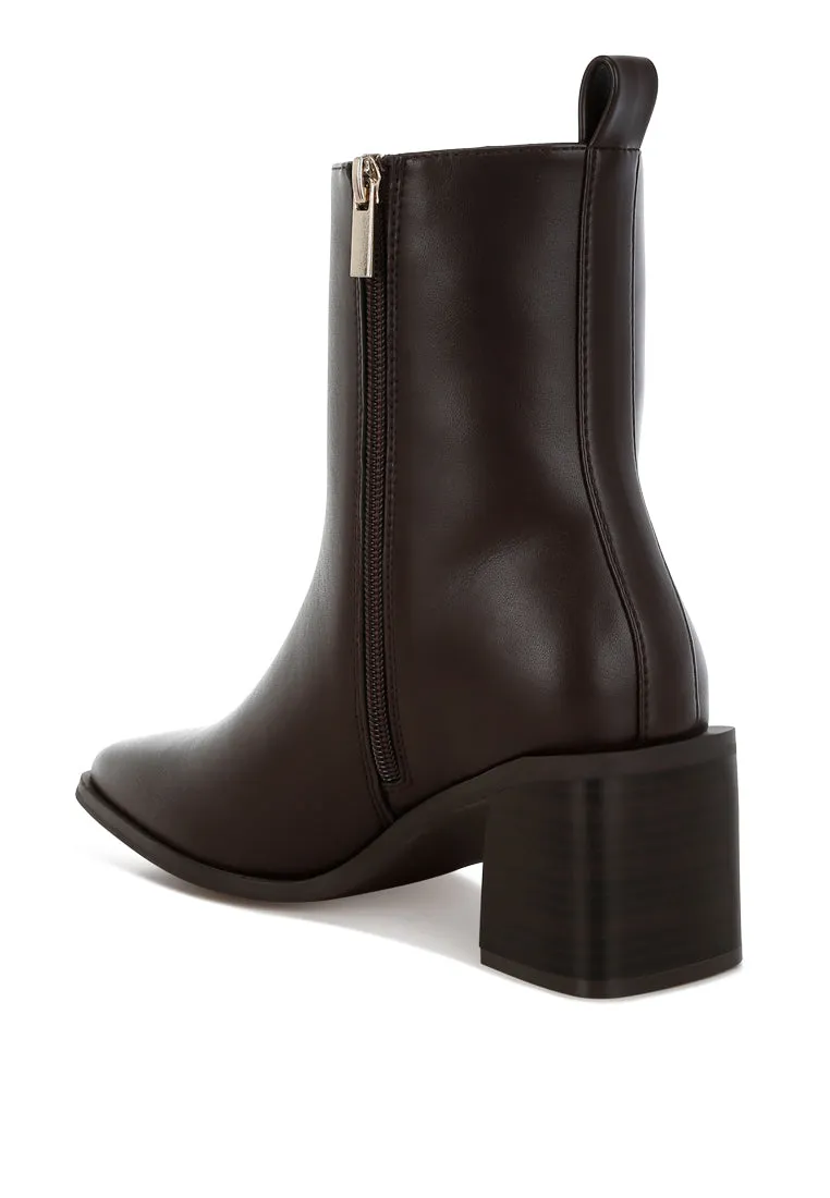 Square Toe Faux Leather Boots By RUW