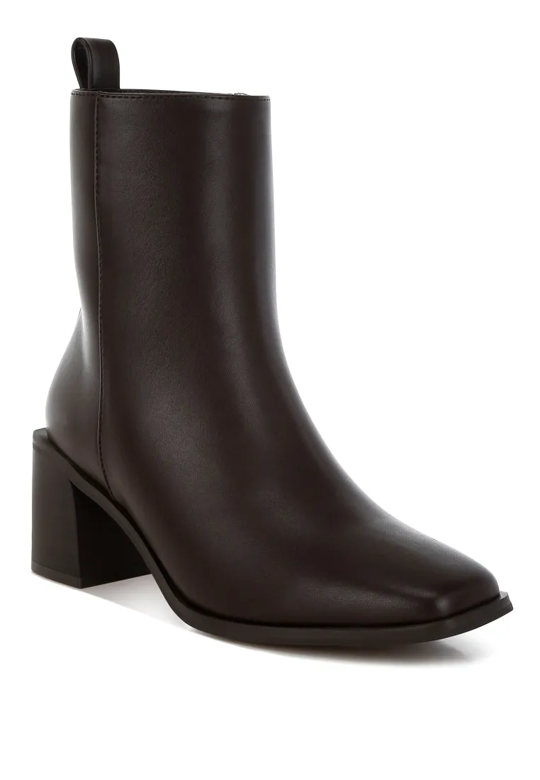 Square Toe Faux Leather Boots By RUW