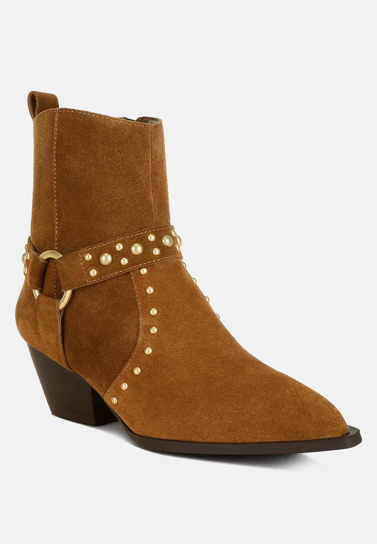 Studded Suede Ankle Boots by RUW