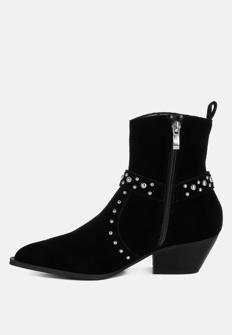 Studded Suede Ankle Boots by RUW
