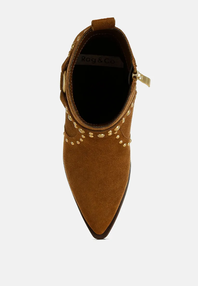 Studded Suede Ankle Boots by RUW