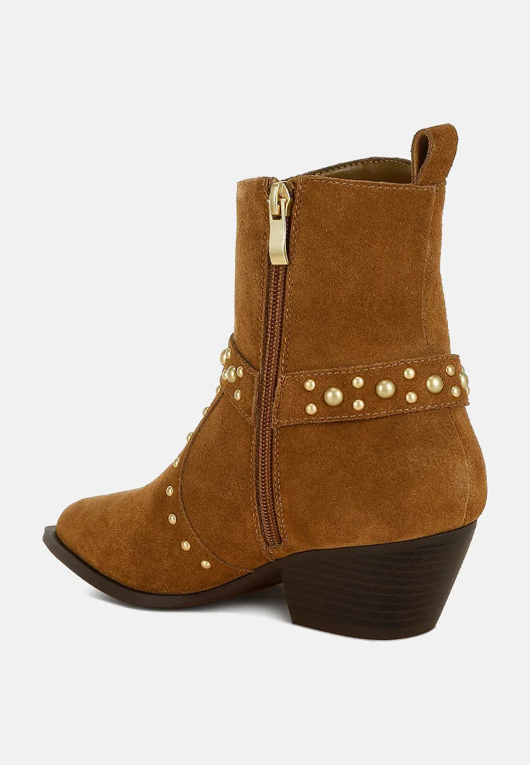 Studded Suede Ankle Boots by RUW