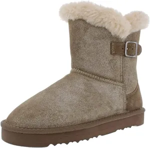 Style & Co. Womens Tiny Faux Fur Closed Toe Ankle Cold, Gold Shimmer, Size 5.0