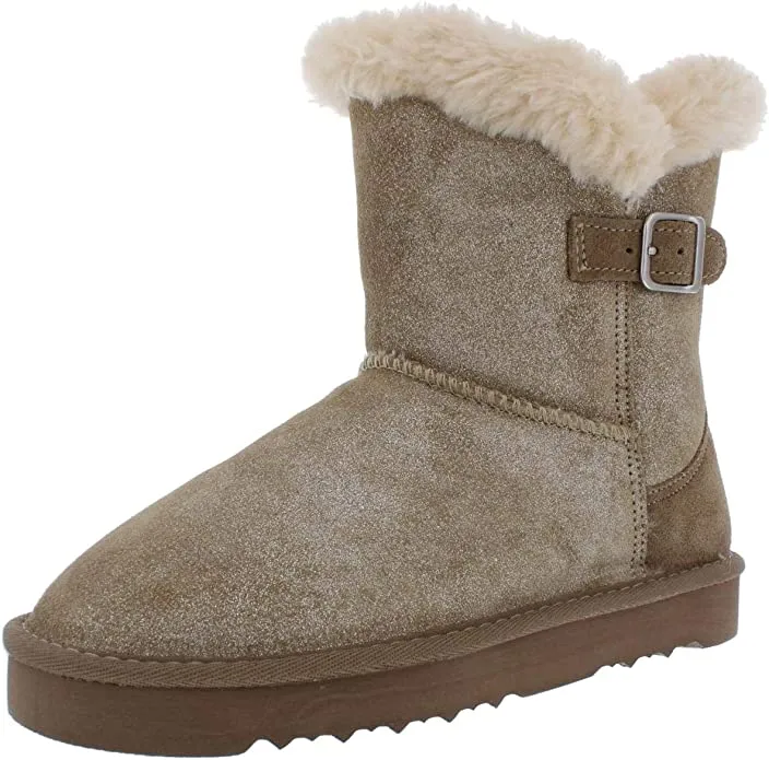 Style & Co. Womens Tiny Faux Fur Closed Toe Ankle Cold, Gold Shimmer, Size 5.0