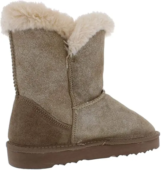 Style & Co. Womens Tiny Faux Fur Closed Toe Ankle Cold, Gold Shimmer, Size 5.0