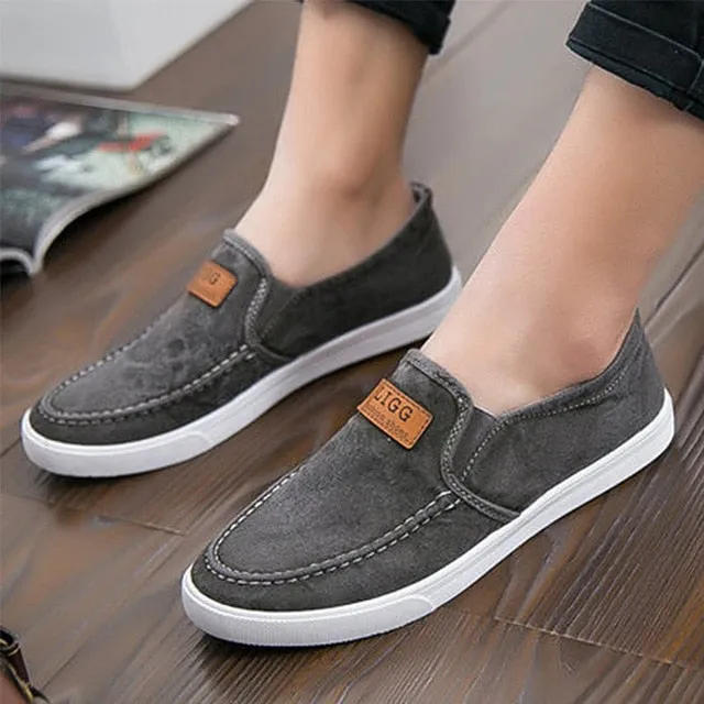 Summer Canvas Shoes Men Sneakers Casual Flats Slip On Loafers Moccasins Male Shoes Adult Denim Breathable Gray zapatos hombre