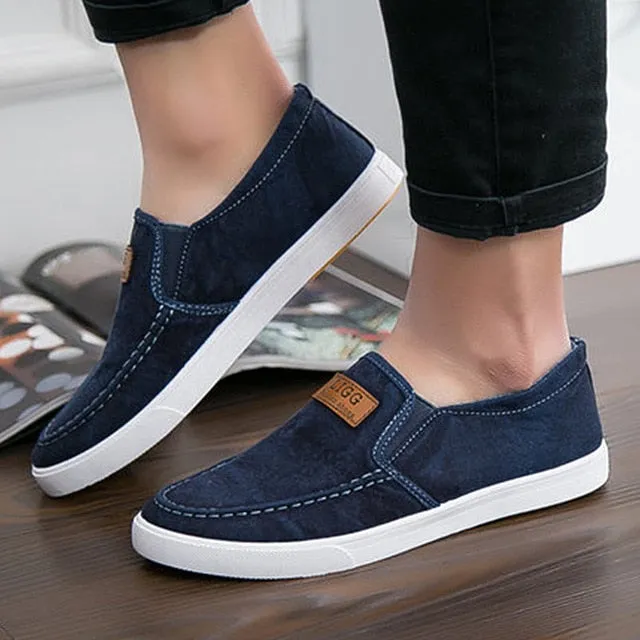 Summer Canvas Shoes Men Sneakers Casual Flats Slip On Loafers Moccasins Male Shoes Adult Denim Breathable Gray zapatos hombre