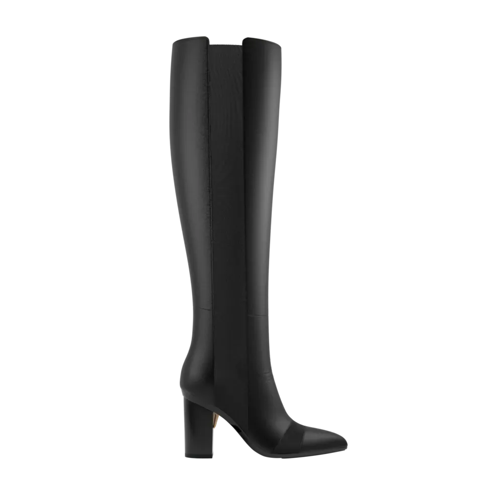 The Knee High Boot Coal Leather   Block Heel Kit 4 Coal - FINAL SALE