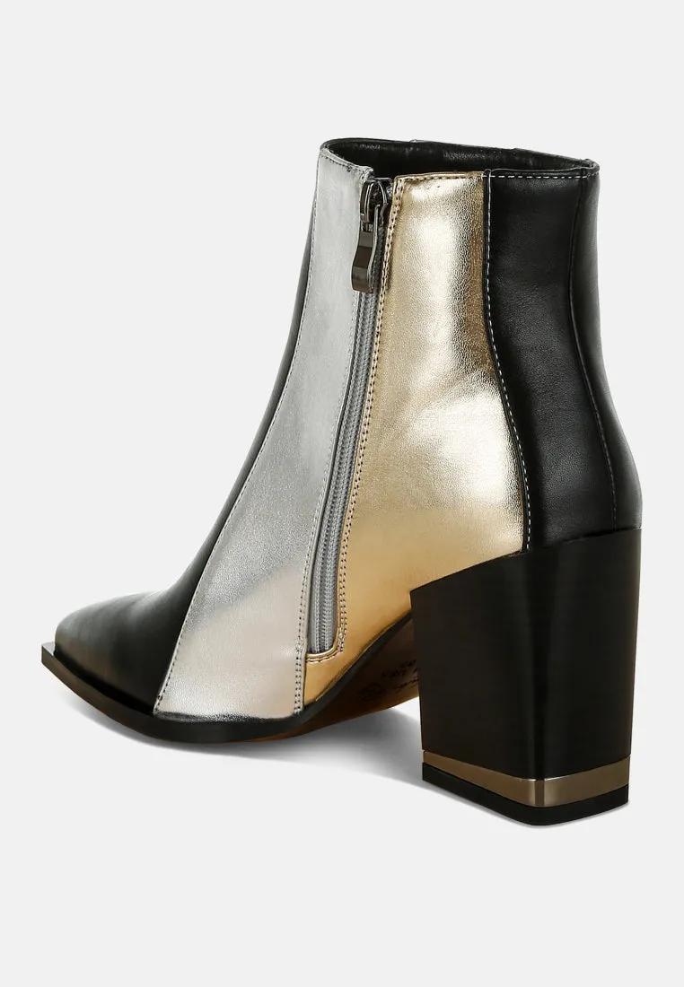Three Tone Block Heel Boots By RUW