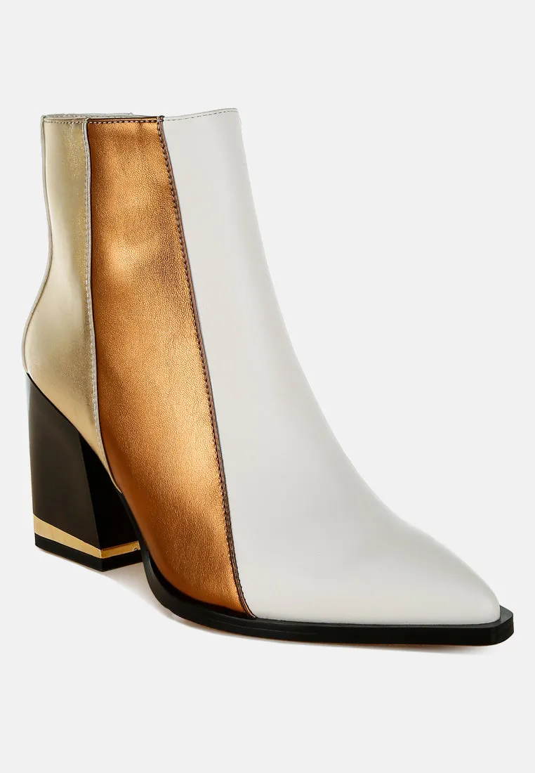 Three Tone Block Heel Boots By RUW
