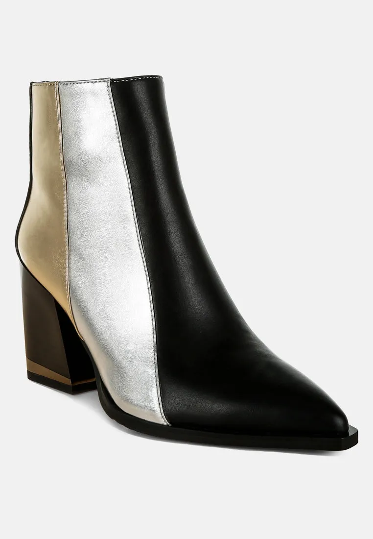 Three Tone Block Heel Boots By RUW