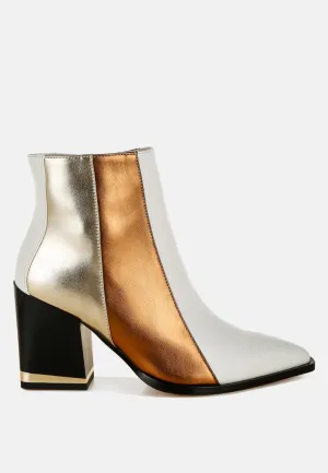 Three Tone Block Heel Boots By RUW