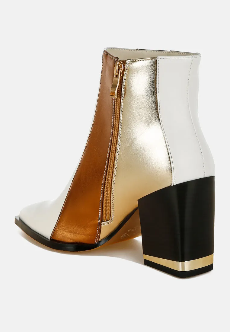 Three Tone Block Heel Boots By RUW