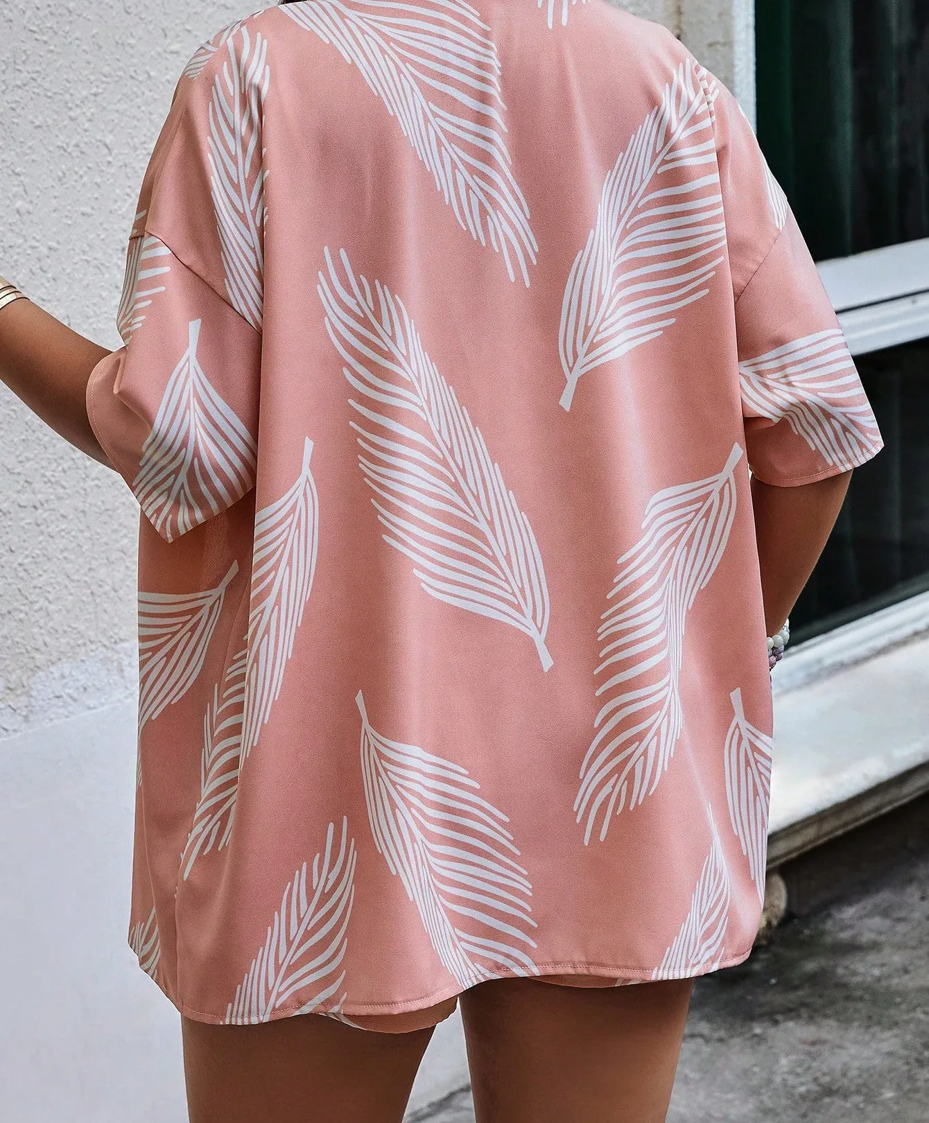 Tropical Breeze Open-Front Cardigan and Drawstring Shorts Set