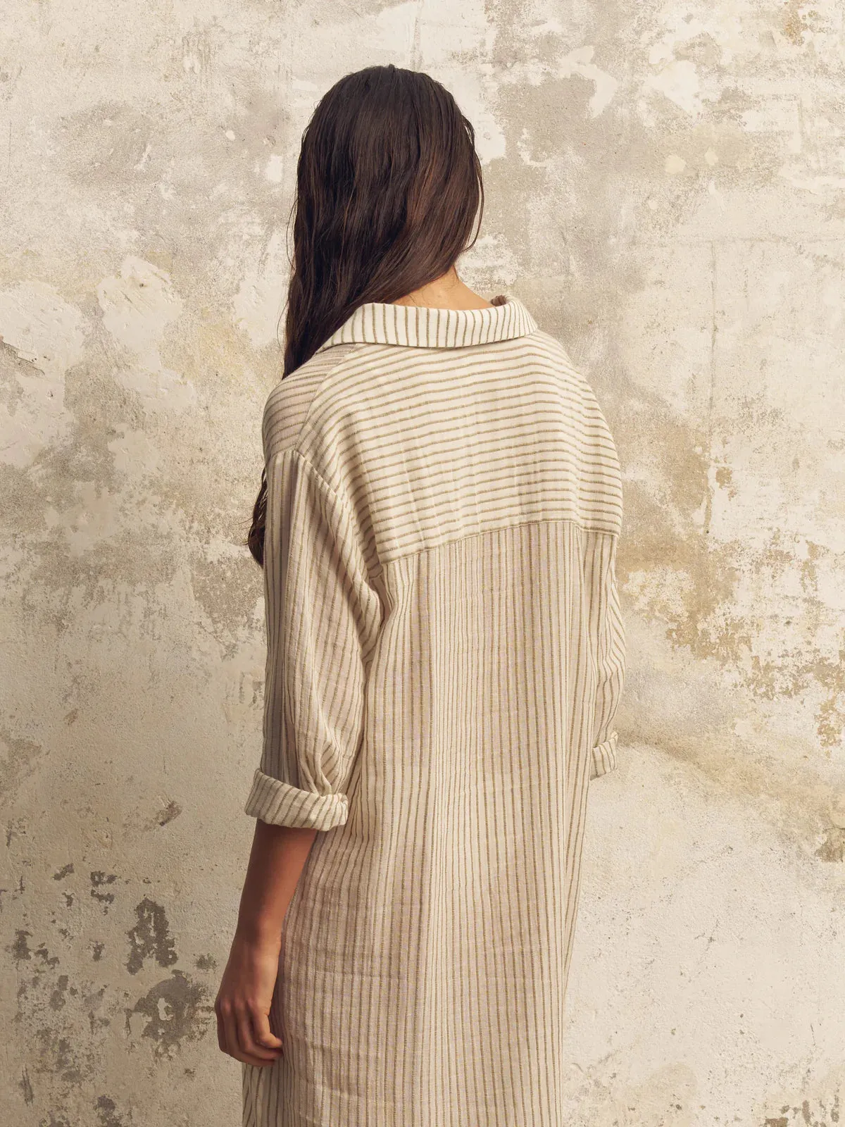 Voyage Shirt Dress Khaki Stripe
