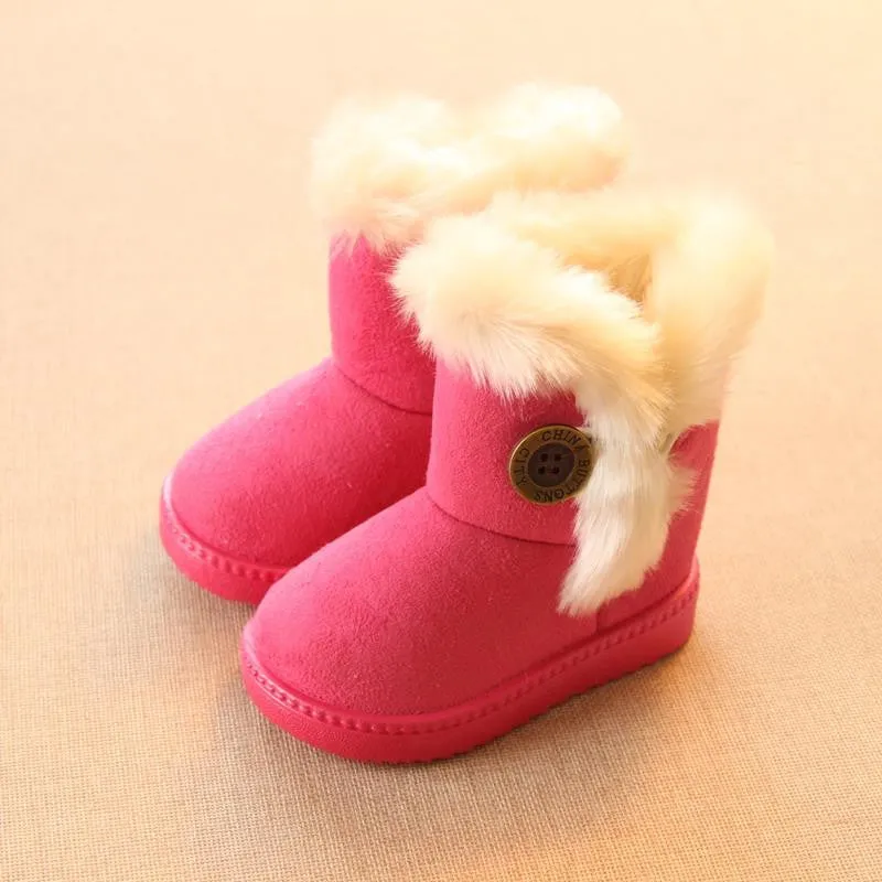 Winter Children Boots Thick Warm Shoes Cotton-Padded Suede Buckle Girls Boots Boys Snow Boots Kids Shoes EU 21-35