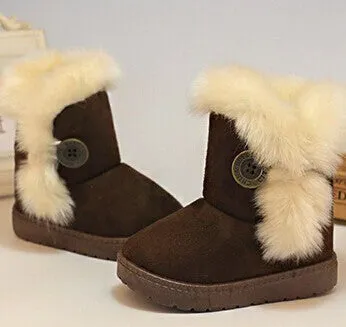 Winter Children Boots Thick Warm Shoes Cotton-Padded Suede Buckle Girls Boots Boys Snow Boots Kids Shoes EU 21-35