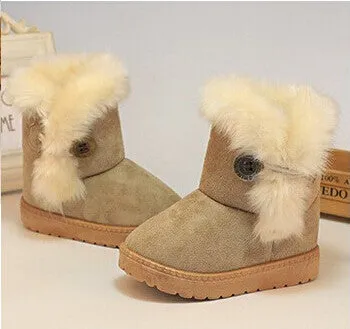 Winter Children Boots Thick Warm Shoes Cotton-Padded Suede Buckle Girls Boots Boys Snow Boots Kids Shoes EU 21-35