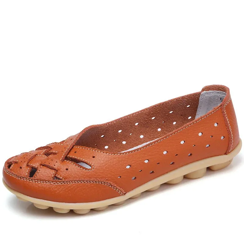Women Shoes For Summer Flats Soft Leather Shoes Flat Slip On Loafers Women Casual Shoes Breather Moccasins Nursing