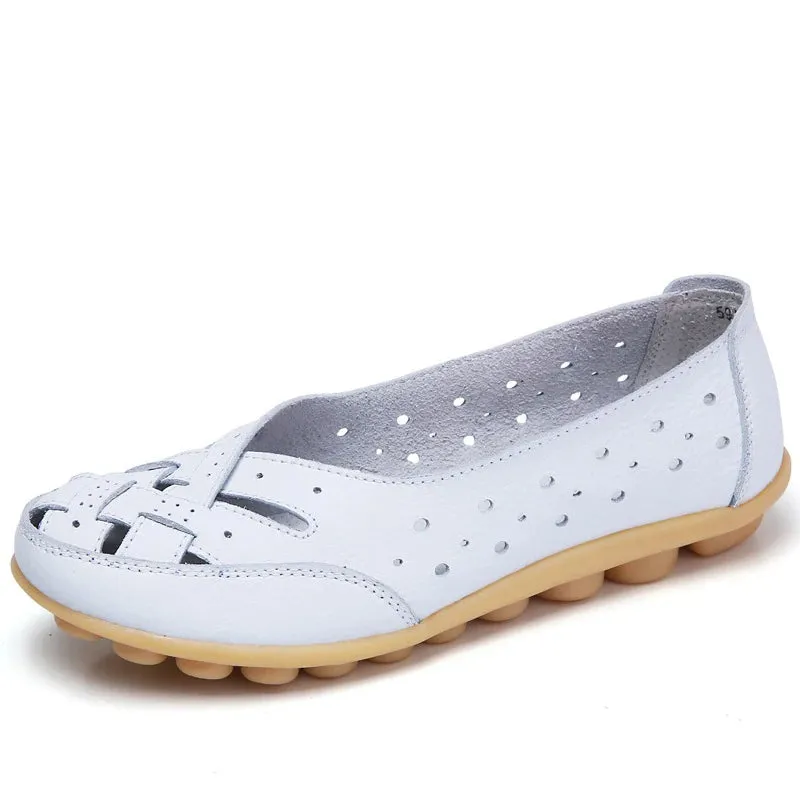 Women Shoes For Summer Flats Soft Leather Shoes Flat Slip On Loafers Women Casual Shoes Breather Moccasins Nursing