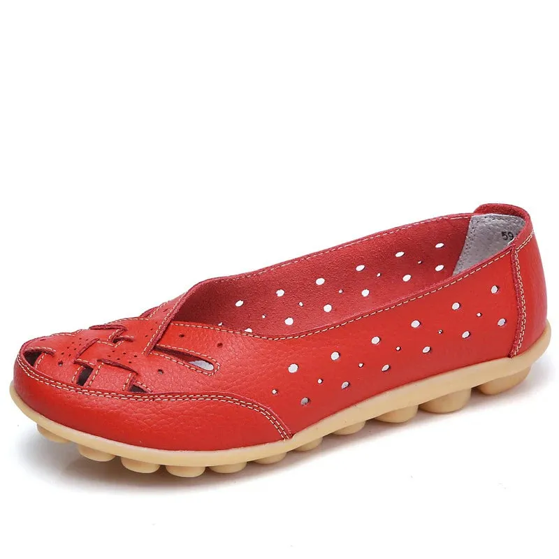 Women Shoes For Summer Flats Soft Leather Shoes Flat Slip On Loafers Women Casual Shoes Breather Moccasins Nursing