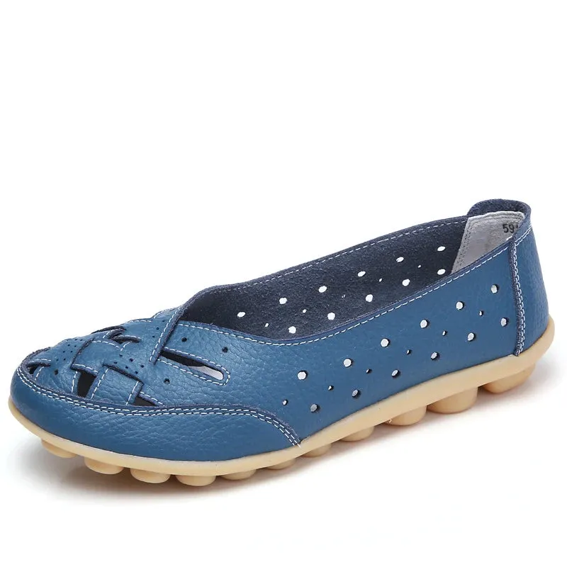 Women Shoes For Summer Flats Soft Leather Shoes Flat Slip On Loafers Women Casual Shoes Breather Moccasins Nursing