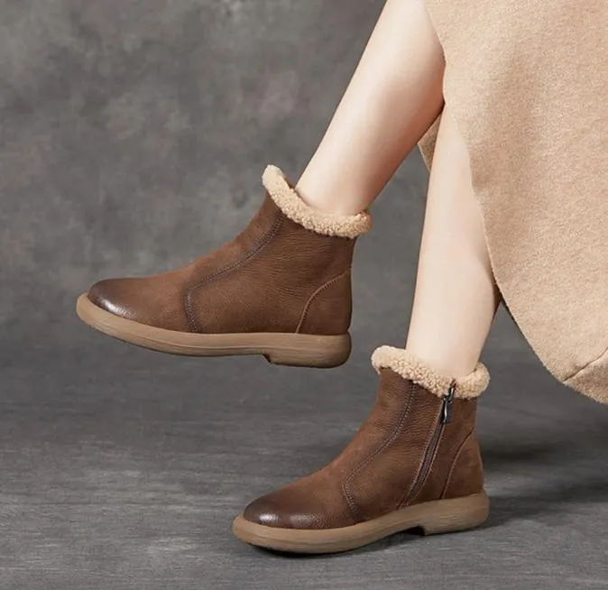 Women Thickened Lambswool Lining Warm Short Boots