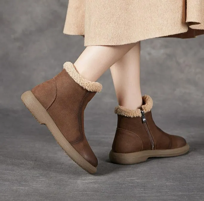 Women Thickened Lambswool Lining Warm Short Boots