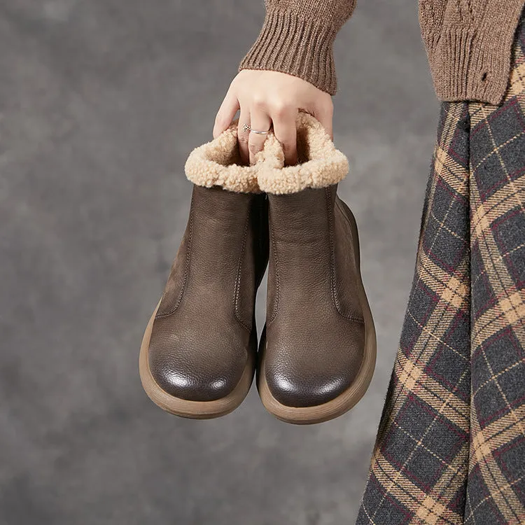 Women Thickened Lambswool Lining Warm Short Boots