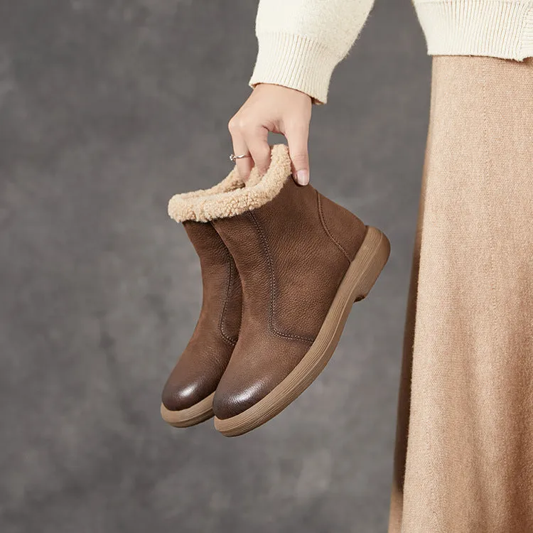 Women Thickened Lambswool Lining Warm Short Boots
