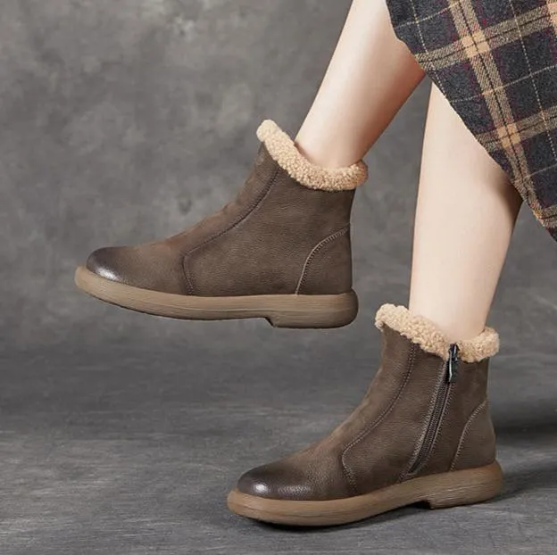 Women Thickened Lambswool Lining Warm Short Boots