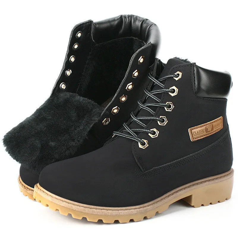 Women's boots women ankle boot fashion autumn winter Suede leather lace-up shoes
