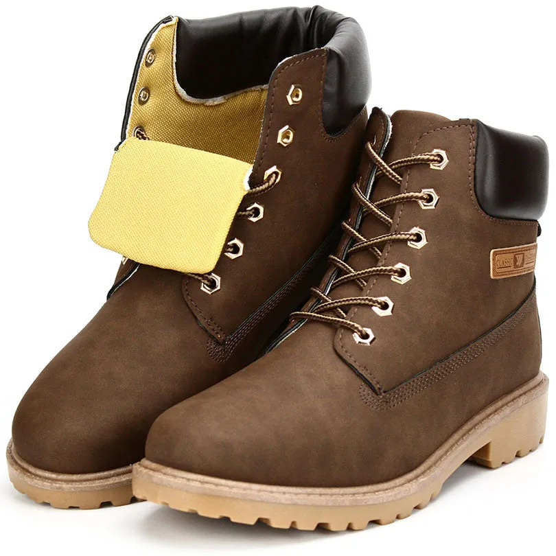 Women's boots women ankle boot fashion autumn winter Suede leather lace-up shoes