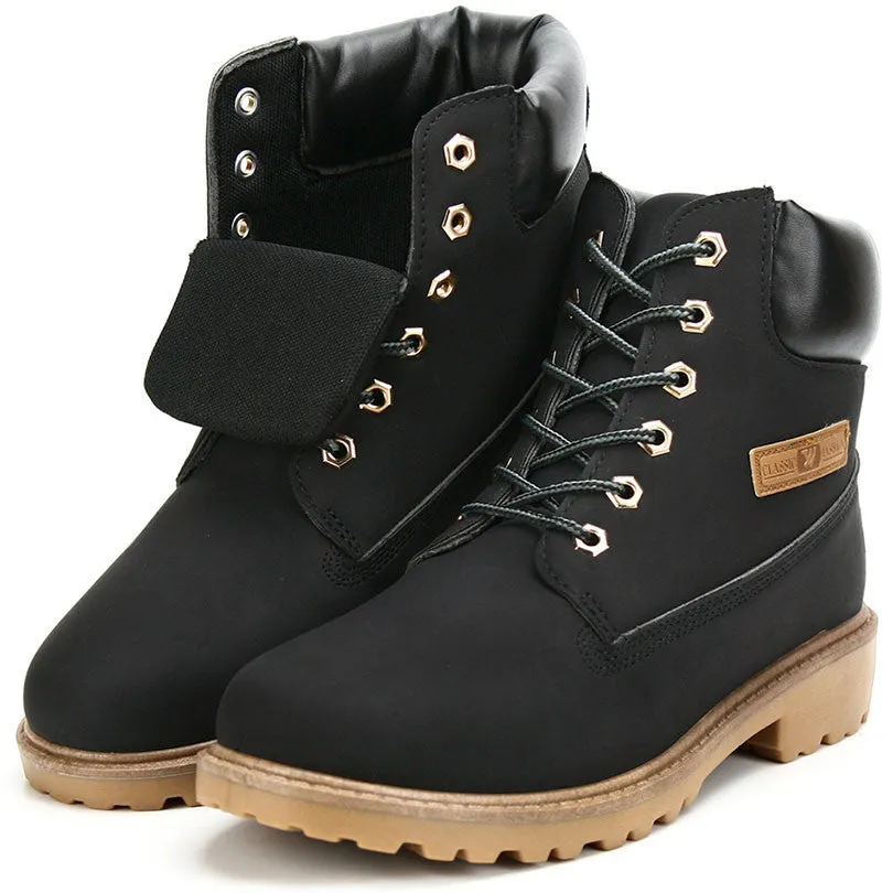 Women's boots women ankle boot fashion autumn winter Suede leather lace-up shoes