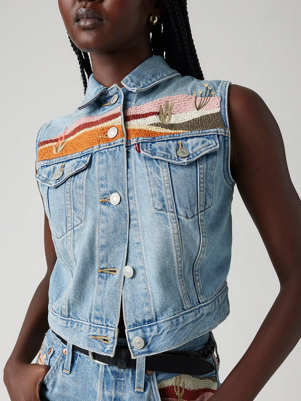 Women's Embroidered Blue Relaxed Fit Top