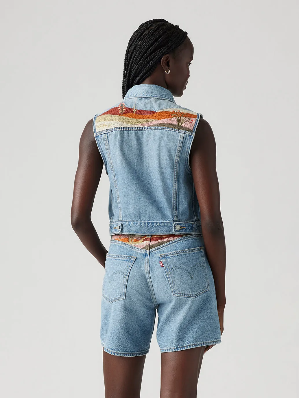 Women's Embroidered Blue Relaxed Fit Top