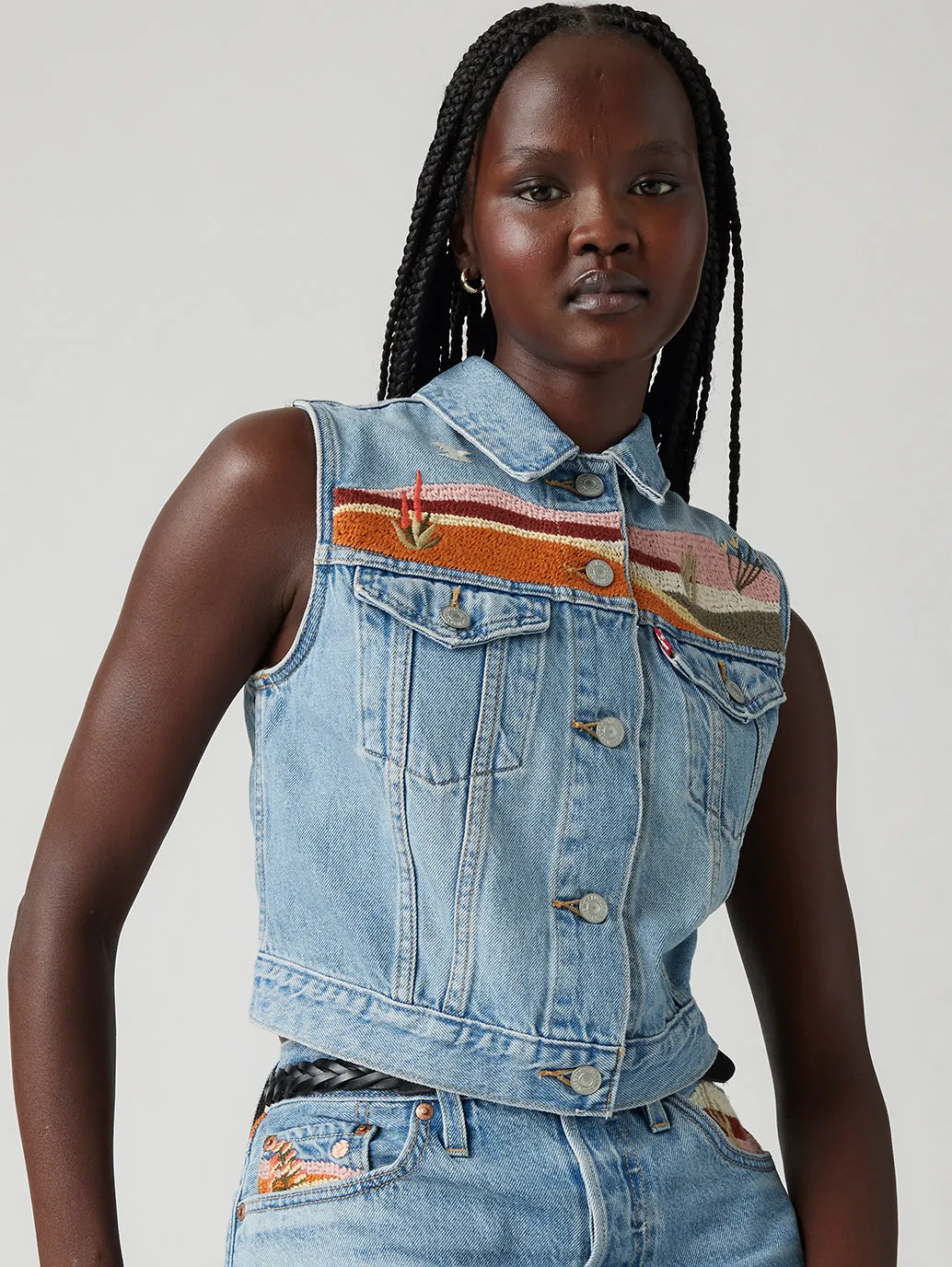 Women's Embroidered Blue Relaxed Fit Top