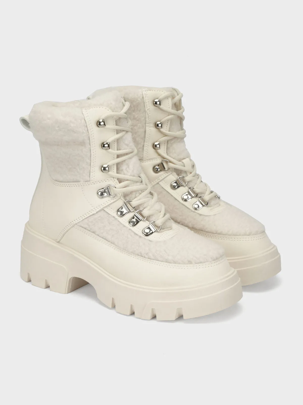 Womens "BAIZEL" Faux Fur Lace Up Boots