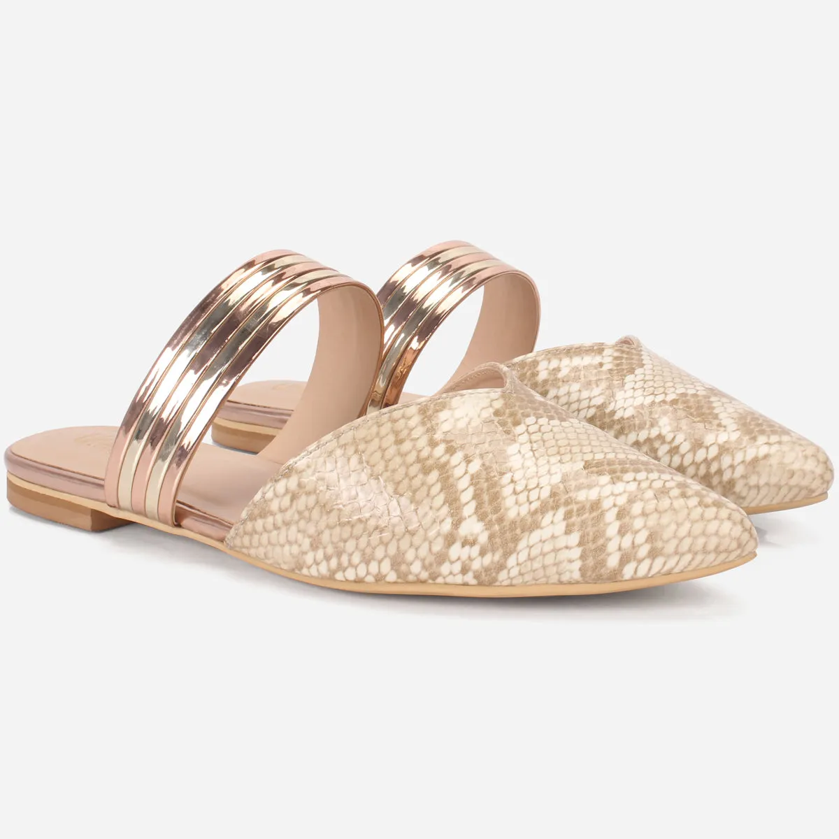 Womens "NISHA" Pointy Slide In Summer Flat Shoes
