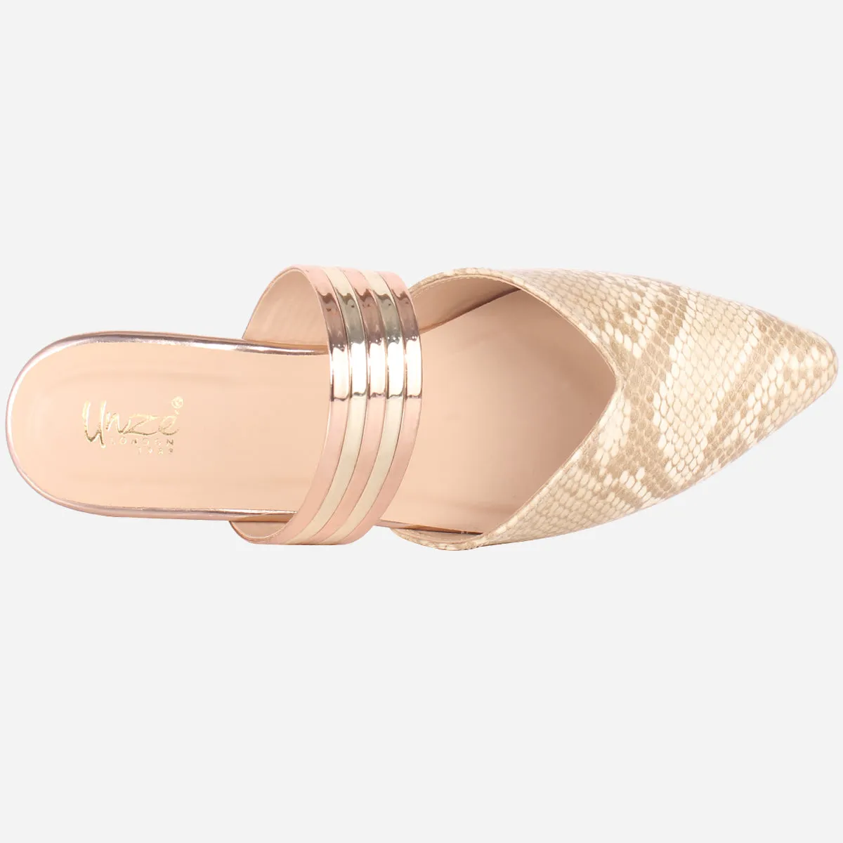 Womens "NISHA" Pointy Slide In Summer Flat Shoes
