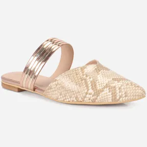 Womens "NISHA" Pointy Slide In Summer Flat Shoes
