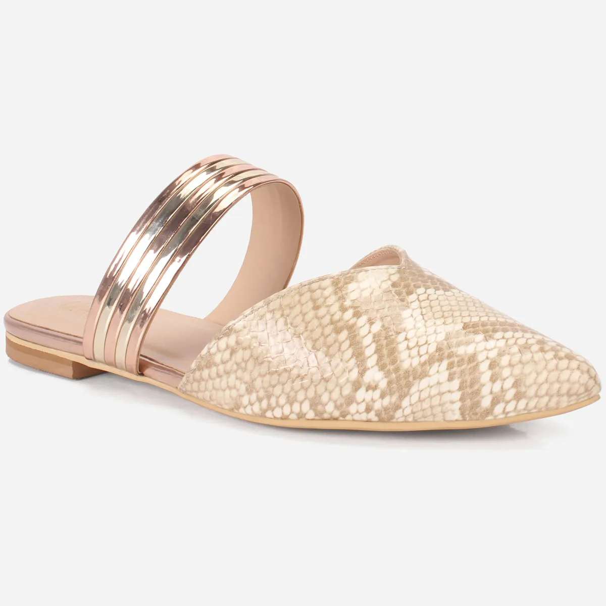 Womens "NISHA" Pointy Slide In Summer Flat Shoes