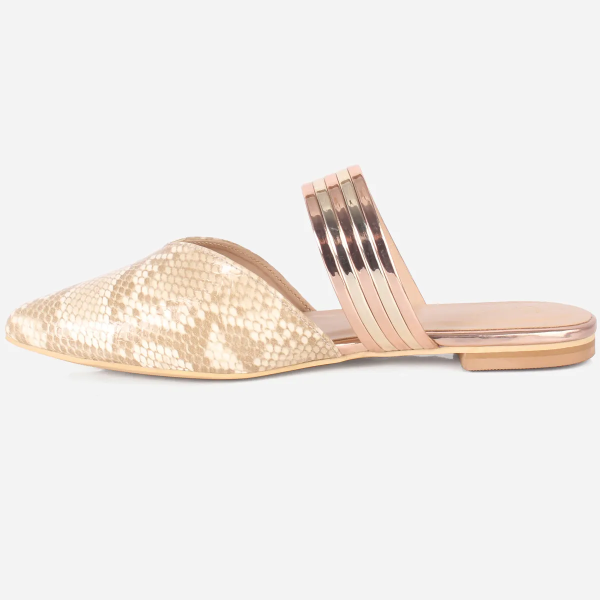 Womens "NISHA" Pointy Slide In Summer Flat Shoes