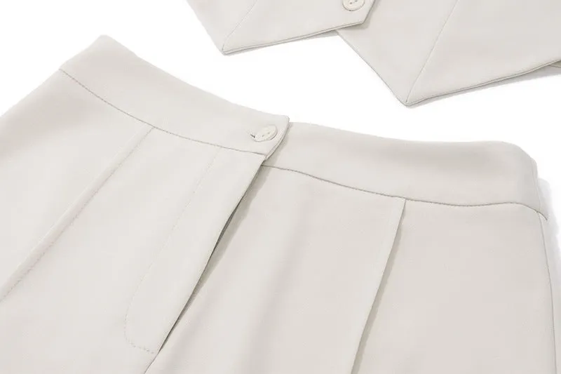 Women's Summer New Sexy Blazer Fake Pocket Halter Vest Fashion A-line Skirt Set C-240527-10